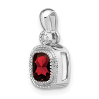 14k White Gold Cushion Garnet and Diamond Pendant-PM3665-GA-001-WA