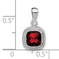 14k White Gold Cushion Garnet and Diamond Pendant-PM3665-GA-001-WA