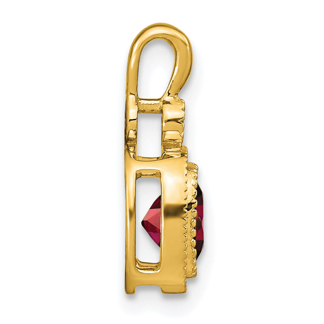14k Cushion Garnet and Diamond Pendant-PM3665-GA-001-YA
