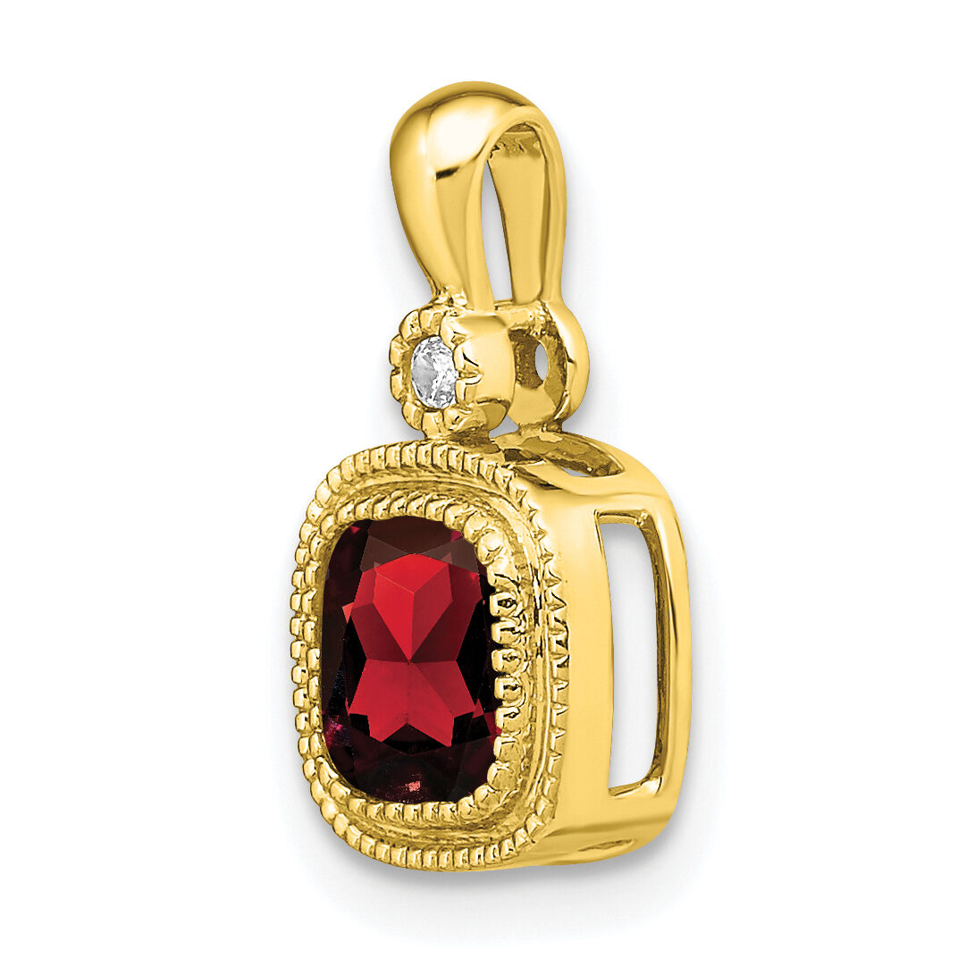 14k Cushion Garnet and Diamond Pendant-PM3665-GA-001-YA
