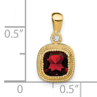 14k Cushion Garnet and Diamond Pendant-PM3665-GA-001-YA