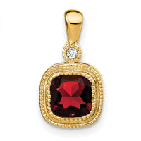 14k Cushion Garnet and Diamond Pendant-PM3665-GA-001-YA