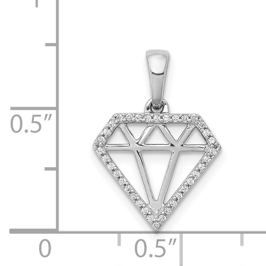 14k White Gold Diamond Gemstone-shape Pendant-PM3697-011-WA