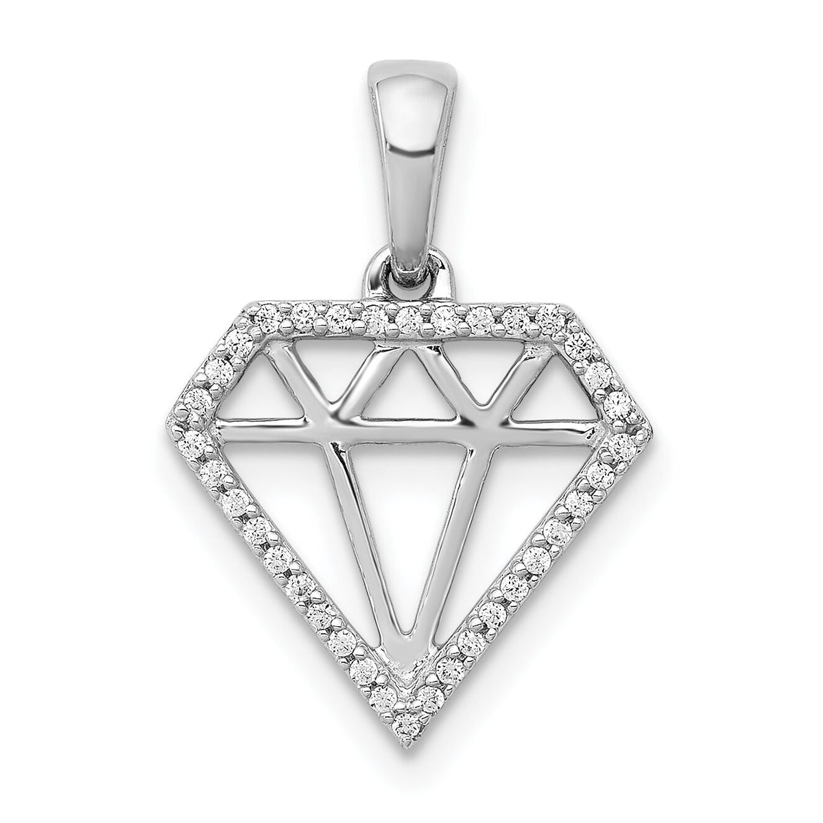 14k White Gold Diamond Gemstone-shape Pendant-PM3697-011-WA