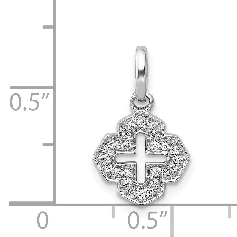 14k White Gold 1/10ct. Diamond Fancy Cross Pendant-PM3699-010-WA