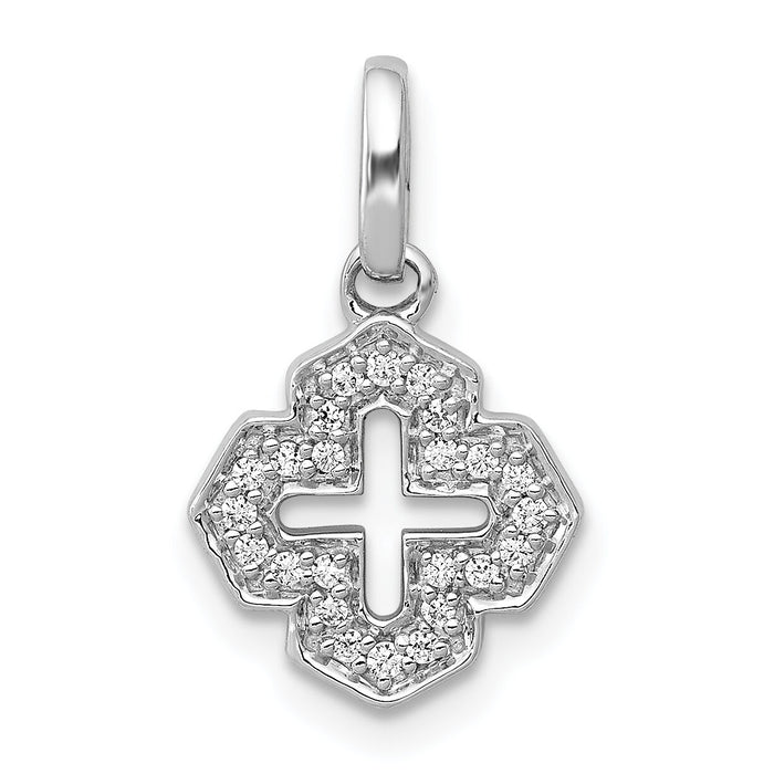 14k White Gold 1/10ct. Diamond Fancy Cross Pendant-PM3699-010-WA