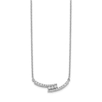 14k White Gold Diamond Curved Bar 18 inch Necklace-PM3737-033-WA