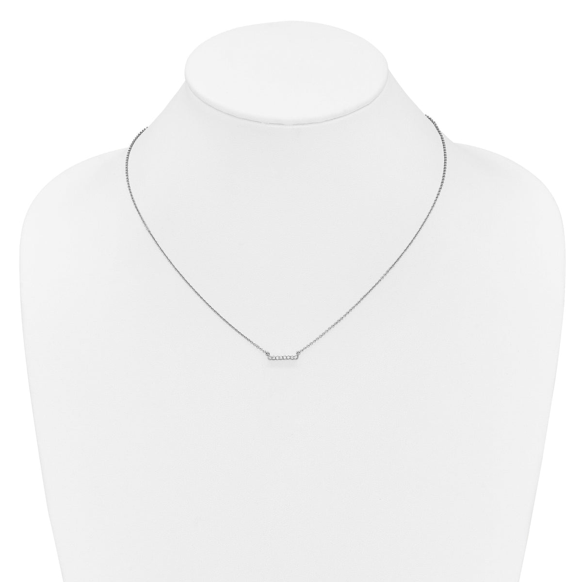 14k White Gold Diamond Bar 18 inch Necklace-PM3738-010-WA