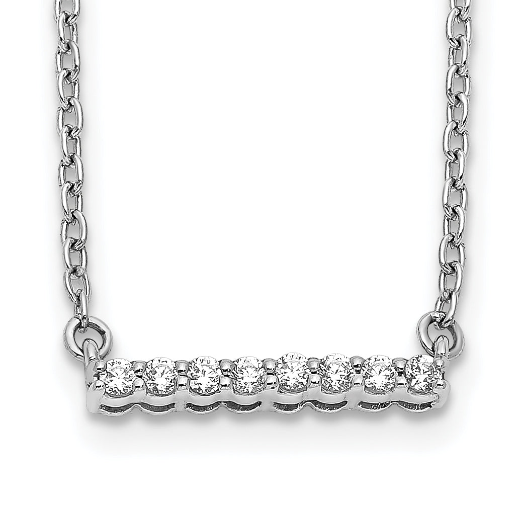 14k White Gold Diamond Bar 18 inch Necklace-PM3738-010-WA