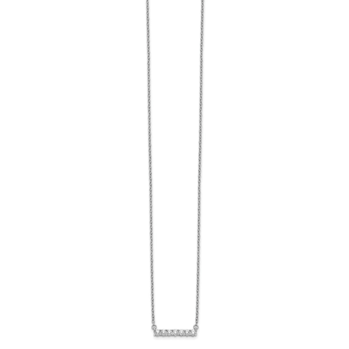 14k White Gold Diamond Bar 18 inch Necklace-PM3738-025-WA