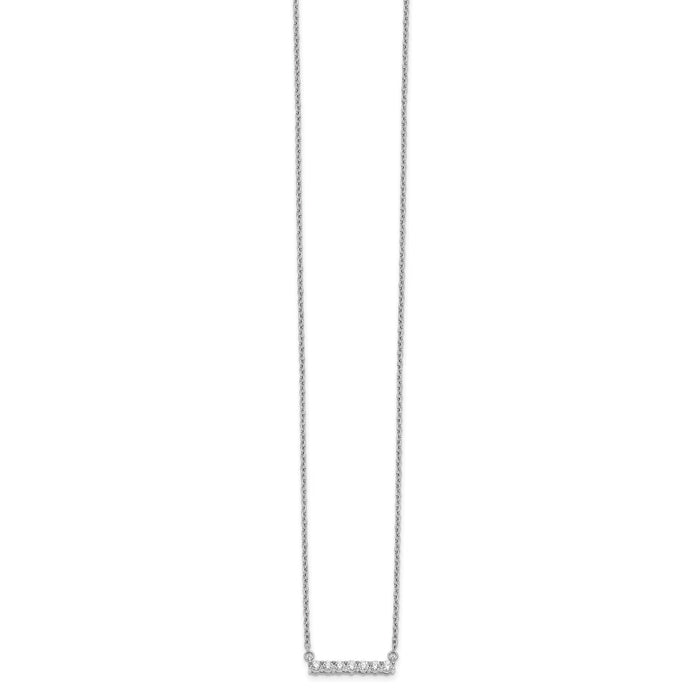 14k White Gold Diamond Bar 18 inch Necklace-PM3738-025-WA