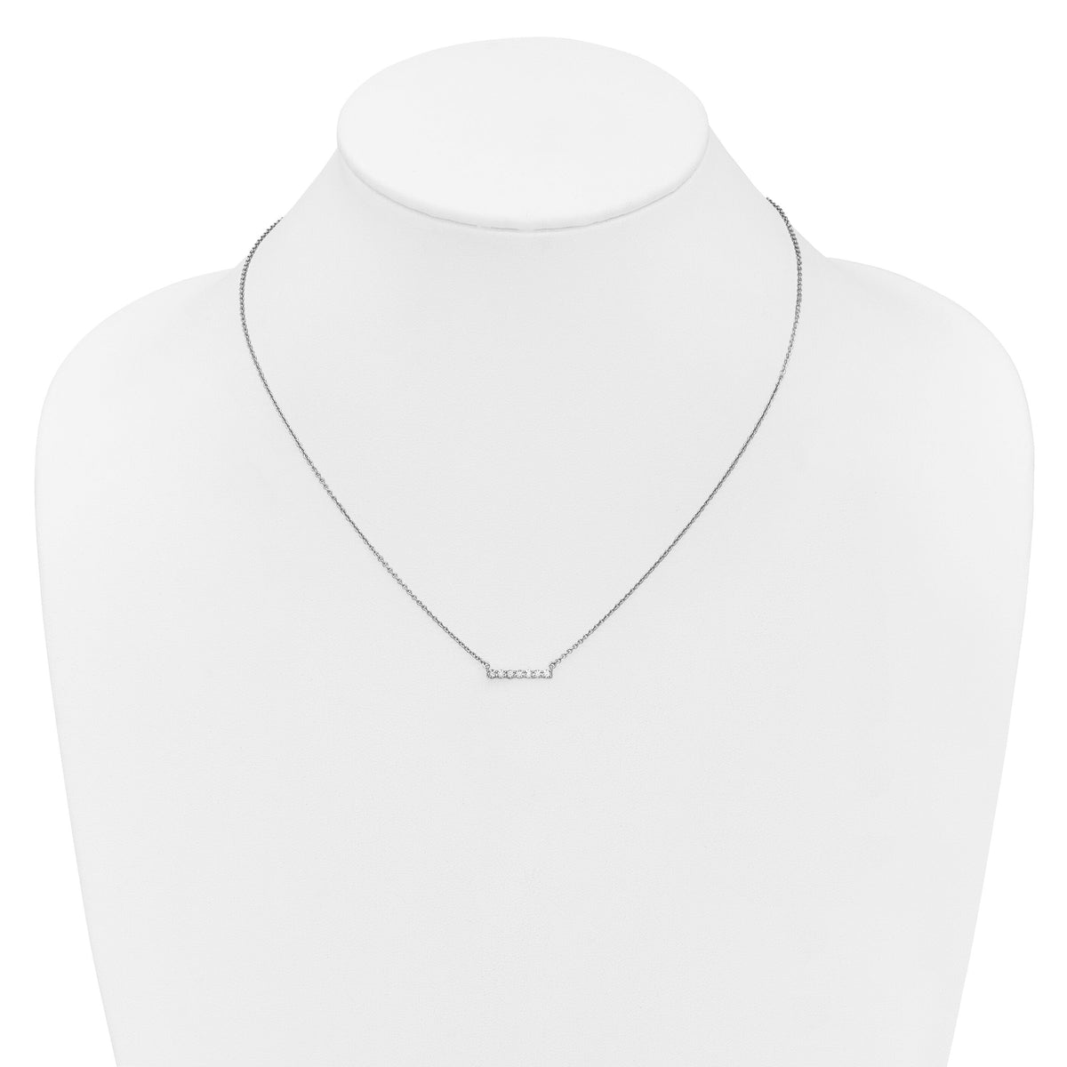 14k White Gold Diamond Bar 18 inch Necklace-PM3738-025-WA