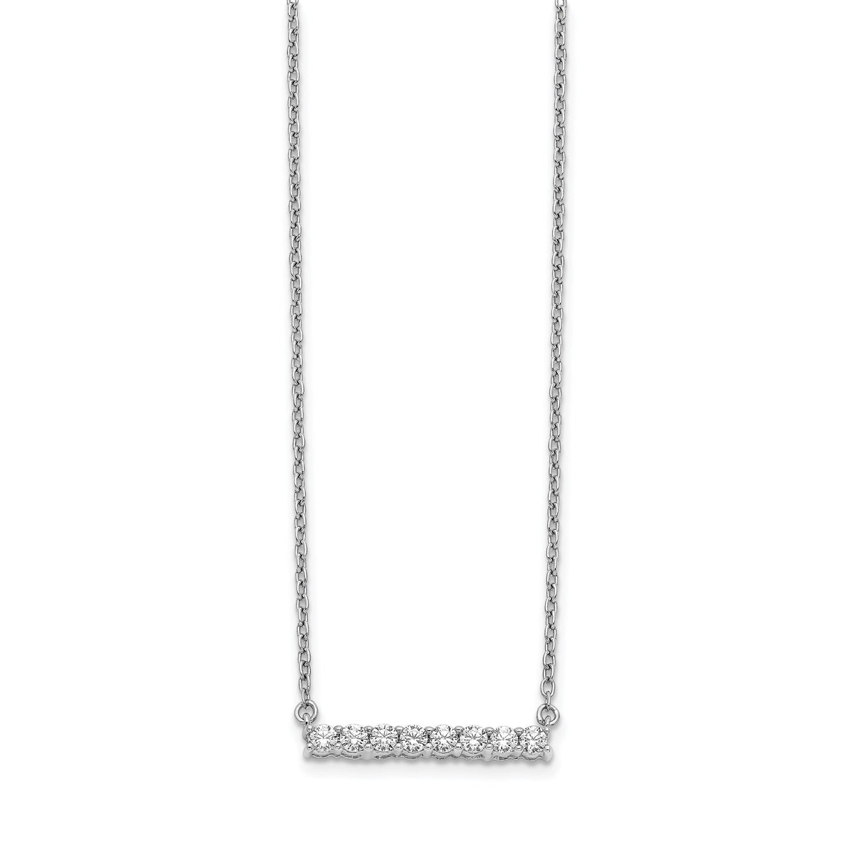 14k White Gold Diamond Bar 18 inch Necklace-PM3738-033-WA