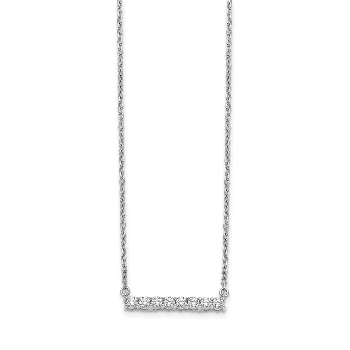 14k White Gold Diamond Bar 18 inch Necklace-PM3738-033-WA