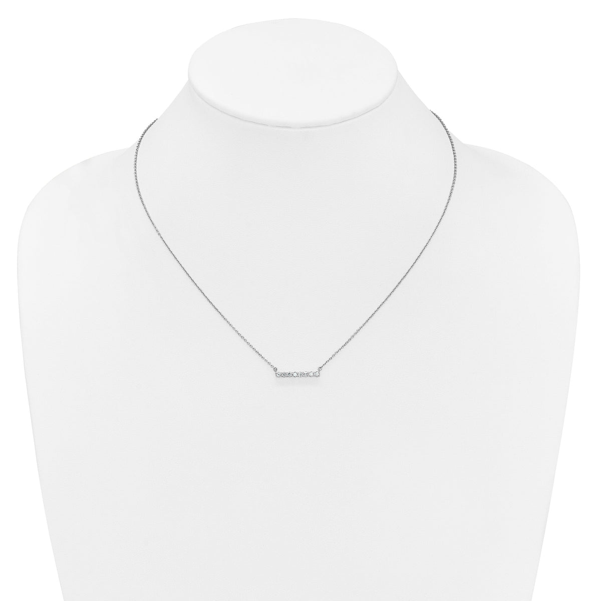 14k White Gold Diamond Bar 18 inch Necklace-PM3738-033-WA