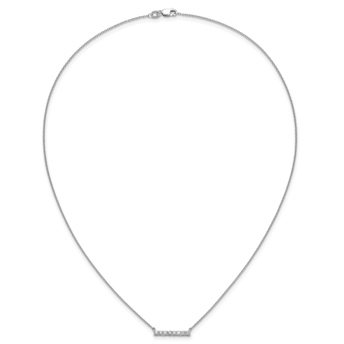 14k White Gold Diamond Bar 18 inch Necklace-PM3738-033-WA