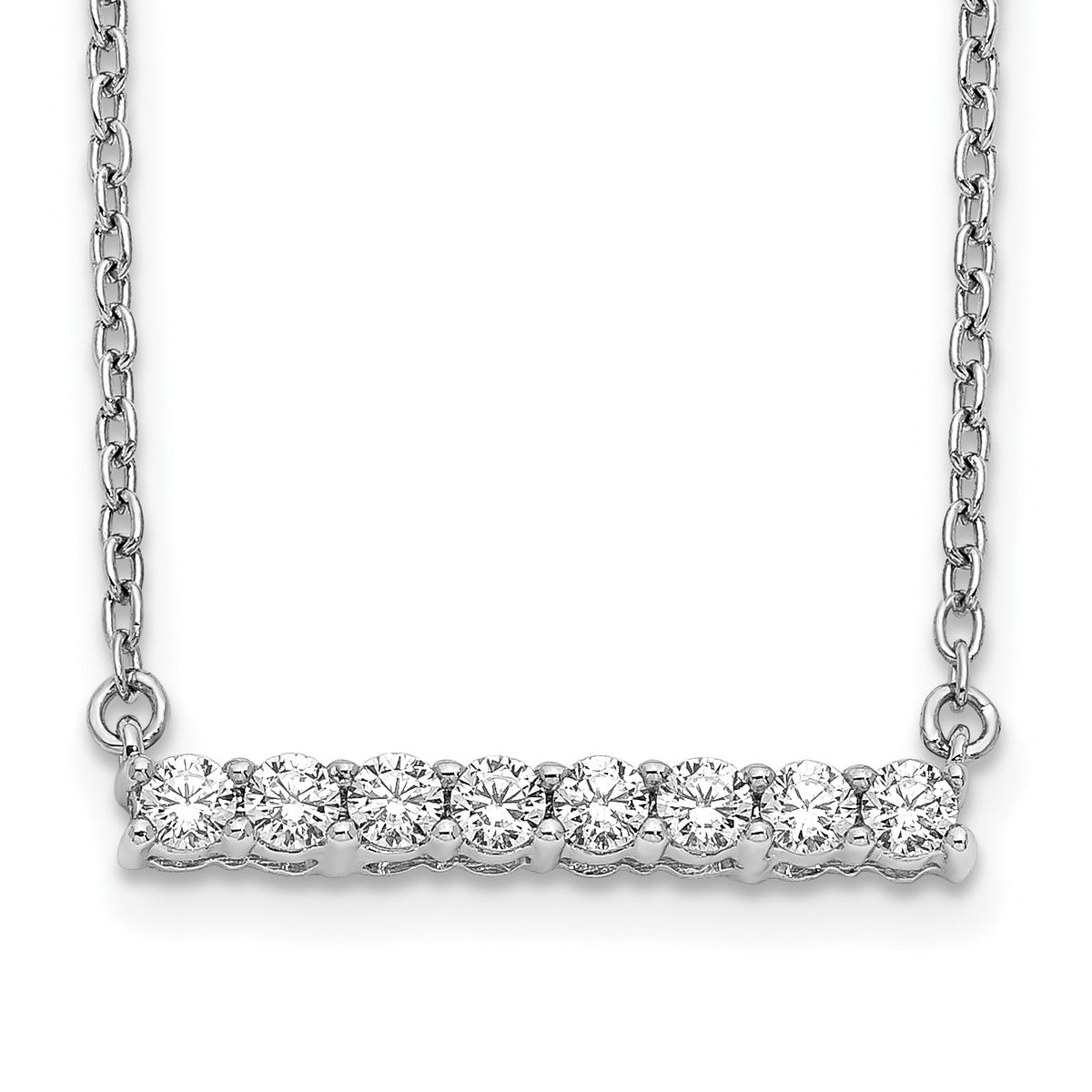 14k White Gold Diamond Bar 18 inch Necklace-PM3738-033-WA