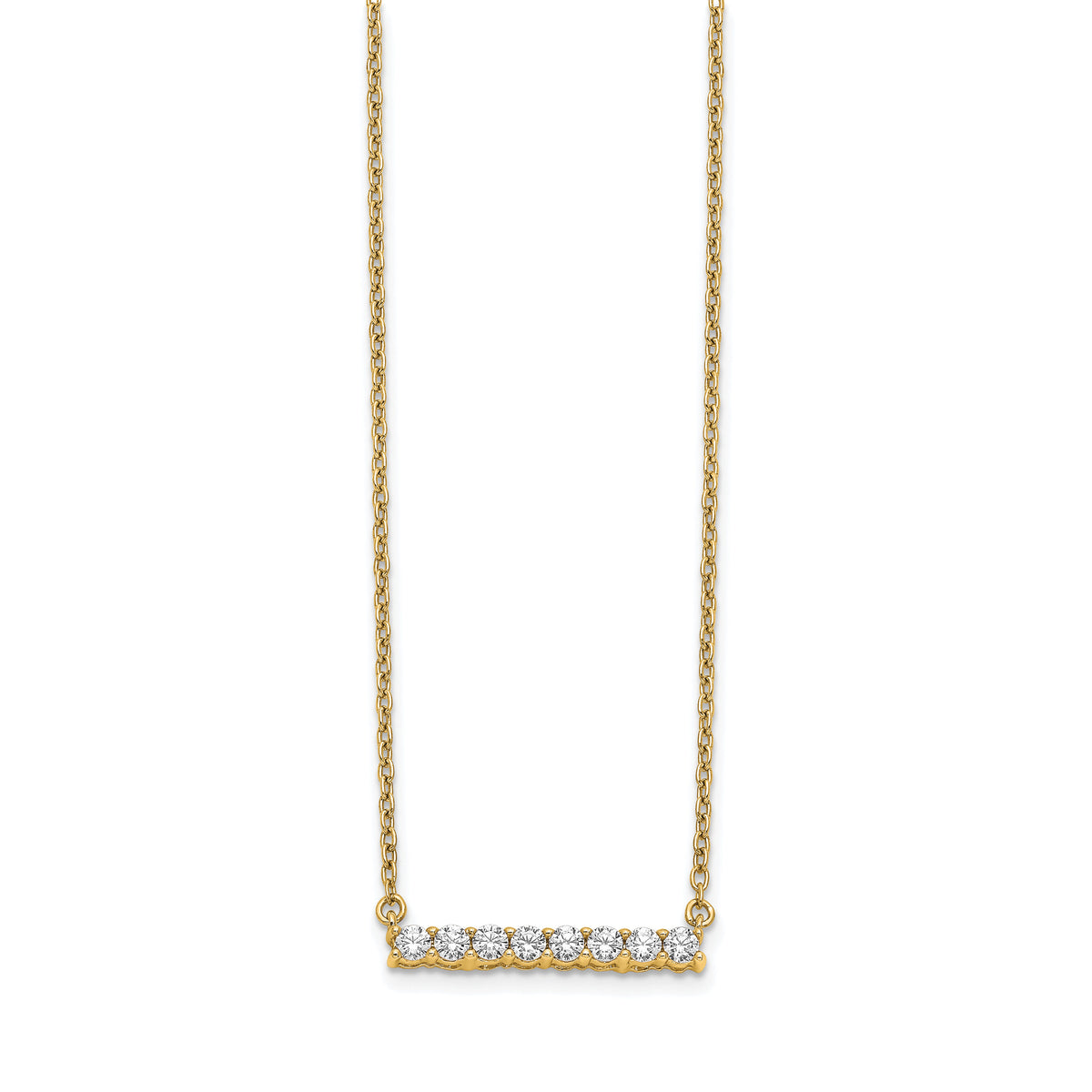 14k Diamond Bar 18 inch Necklace-PM3738-033-YA