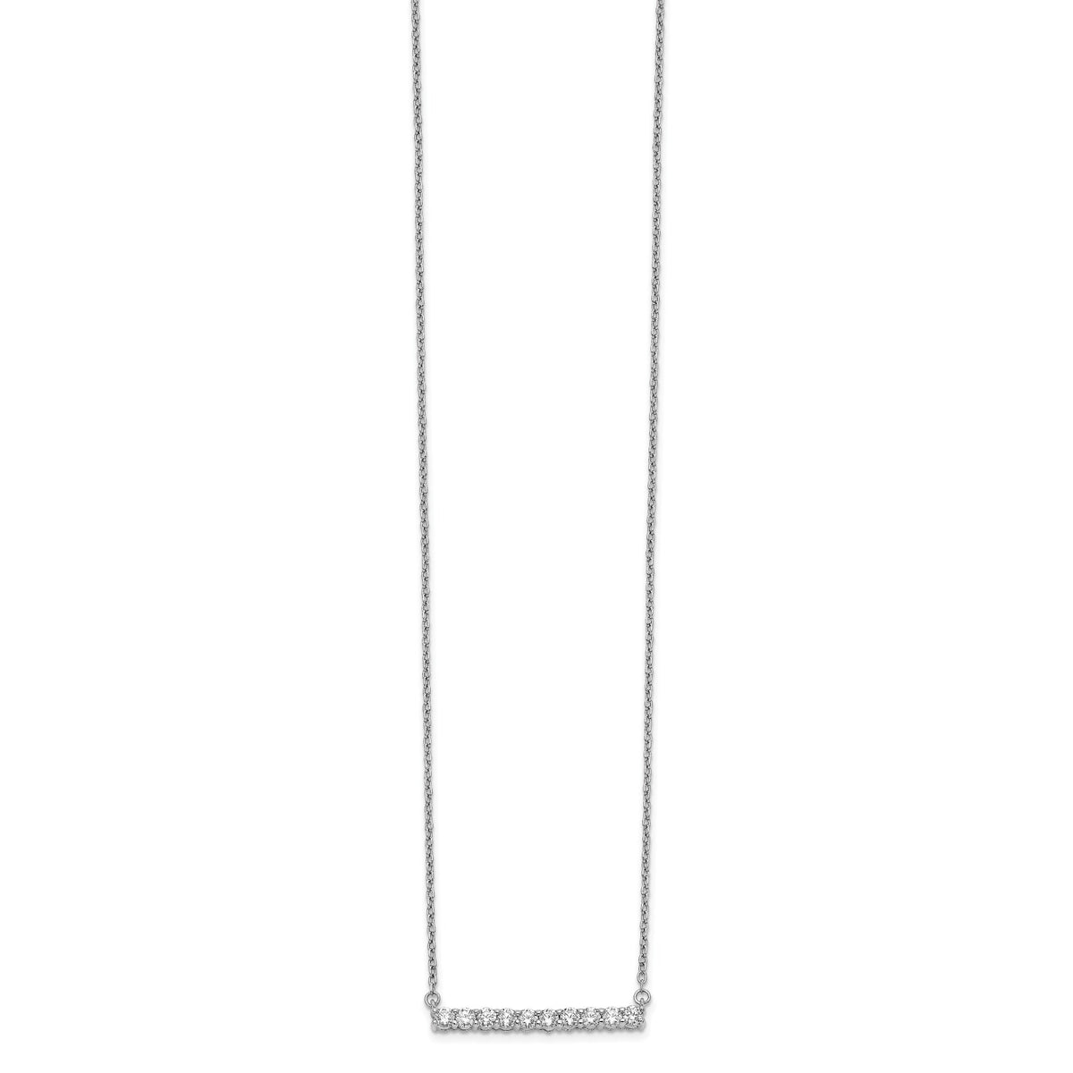 14k White Gold Diamond Bar 18 inch Necklace-PM3738-050-WA