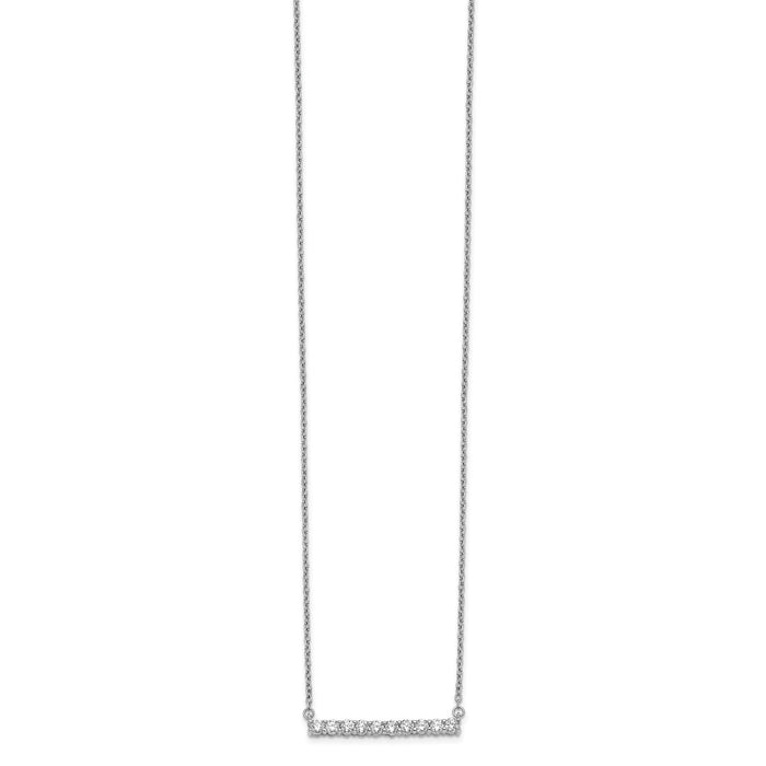 14k White Gold Diamond Bar 18 inch Necklace-PM3738-050-WA