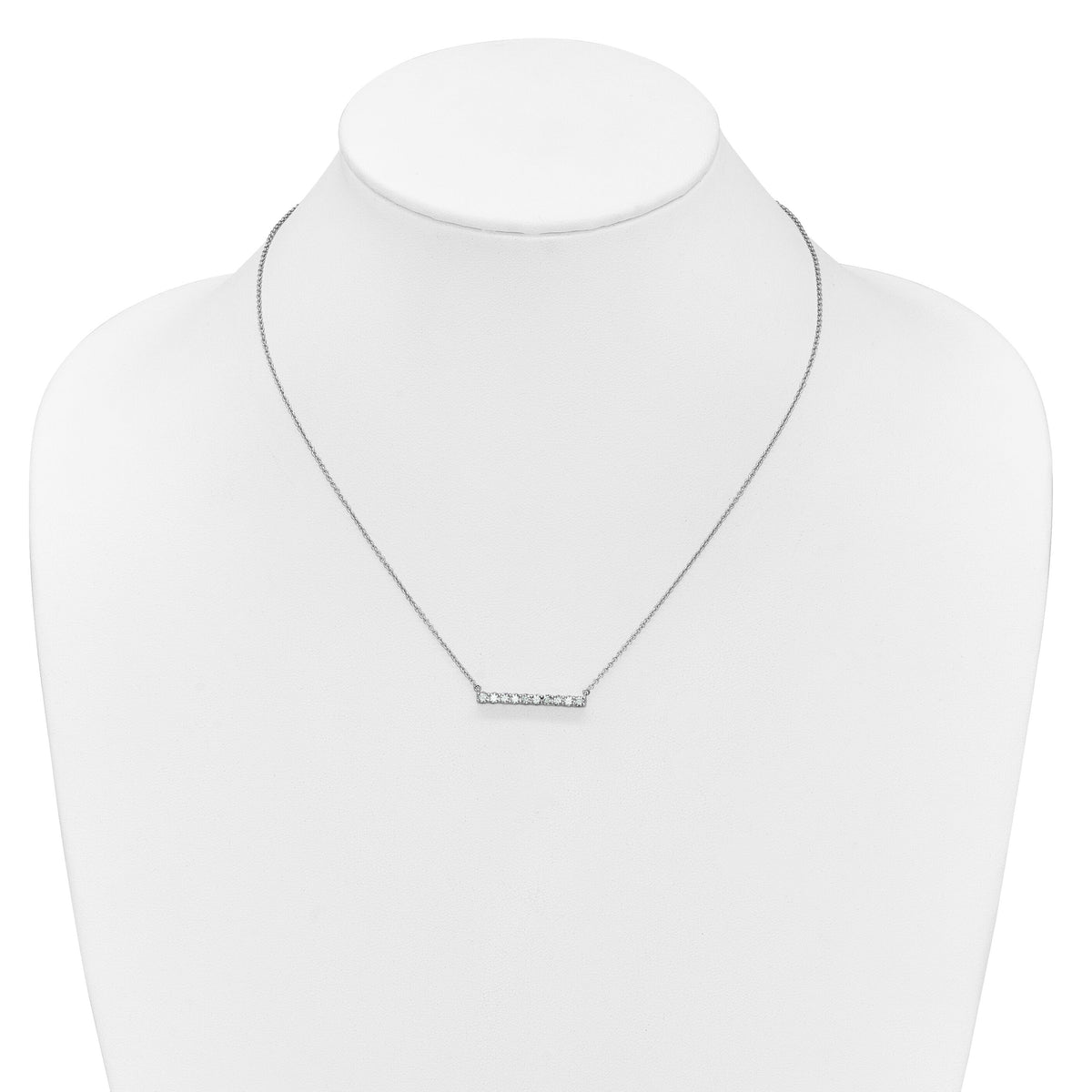 14k White Gold Diamond Bar 18 inch Necklace-PM3738-050-WA