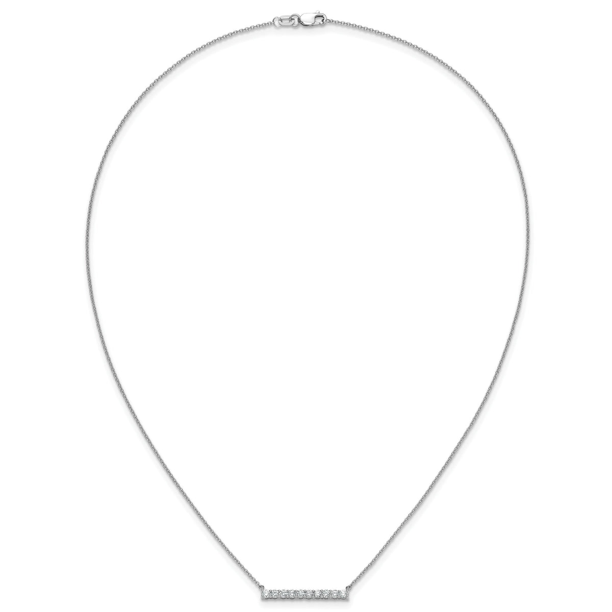14k White Gold Diamond Bar 18 inch Necklace-PM3738-050-WA