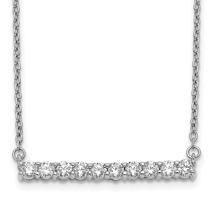 14k White Gold Diamond Bar 18 inch Necklace-PM3738-050-WA