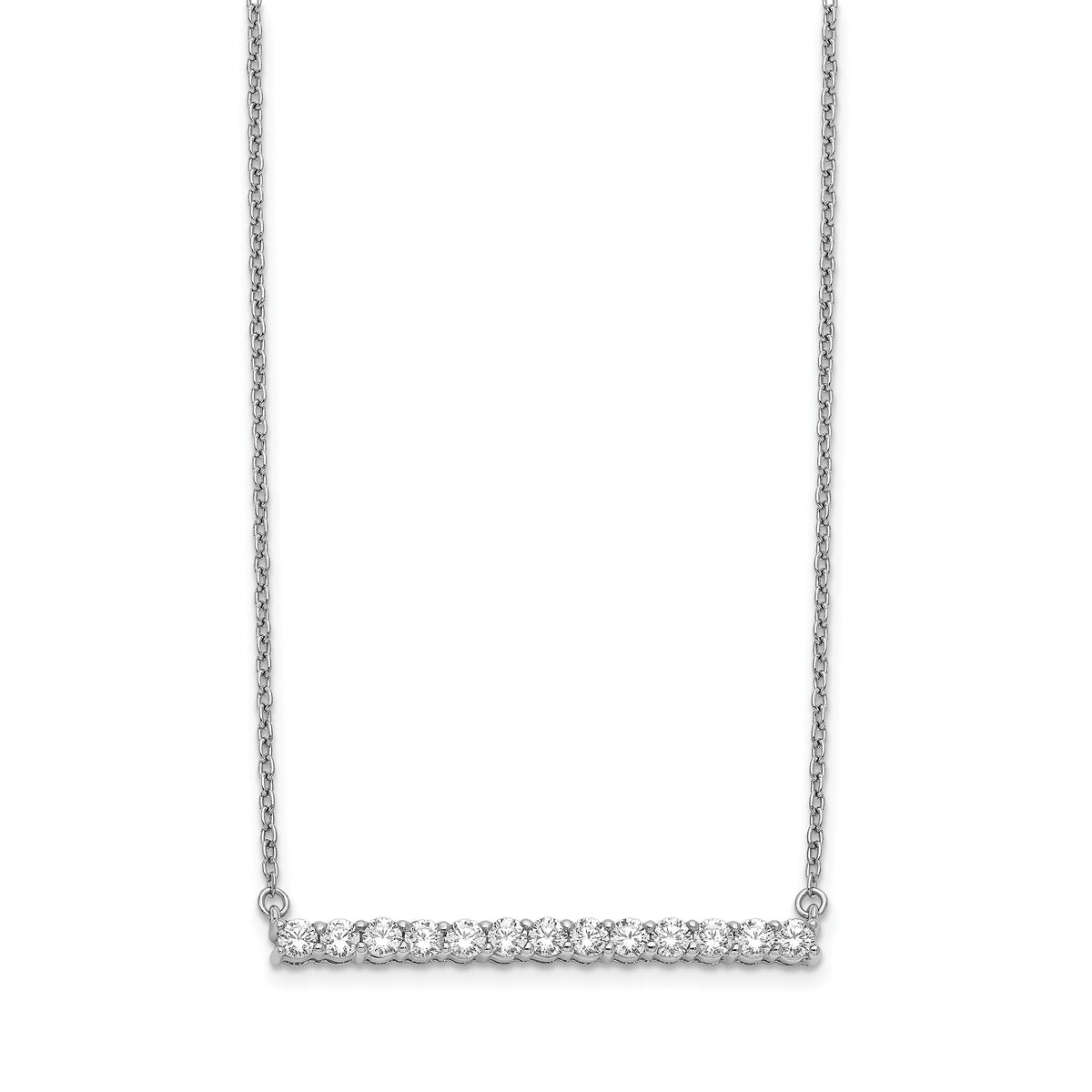 14k White Gold Diamond Bar 18 inch Necklace-PM3738-066-WA