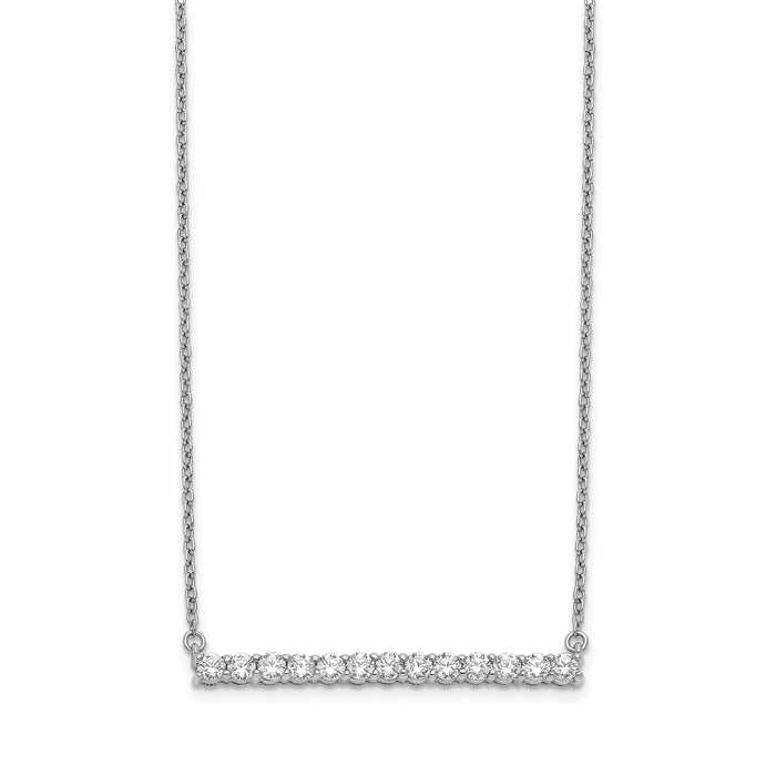 14k White Gold Diamond Bar 18 inch Necklace-PM3738-066-WA