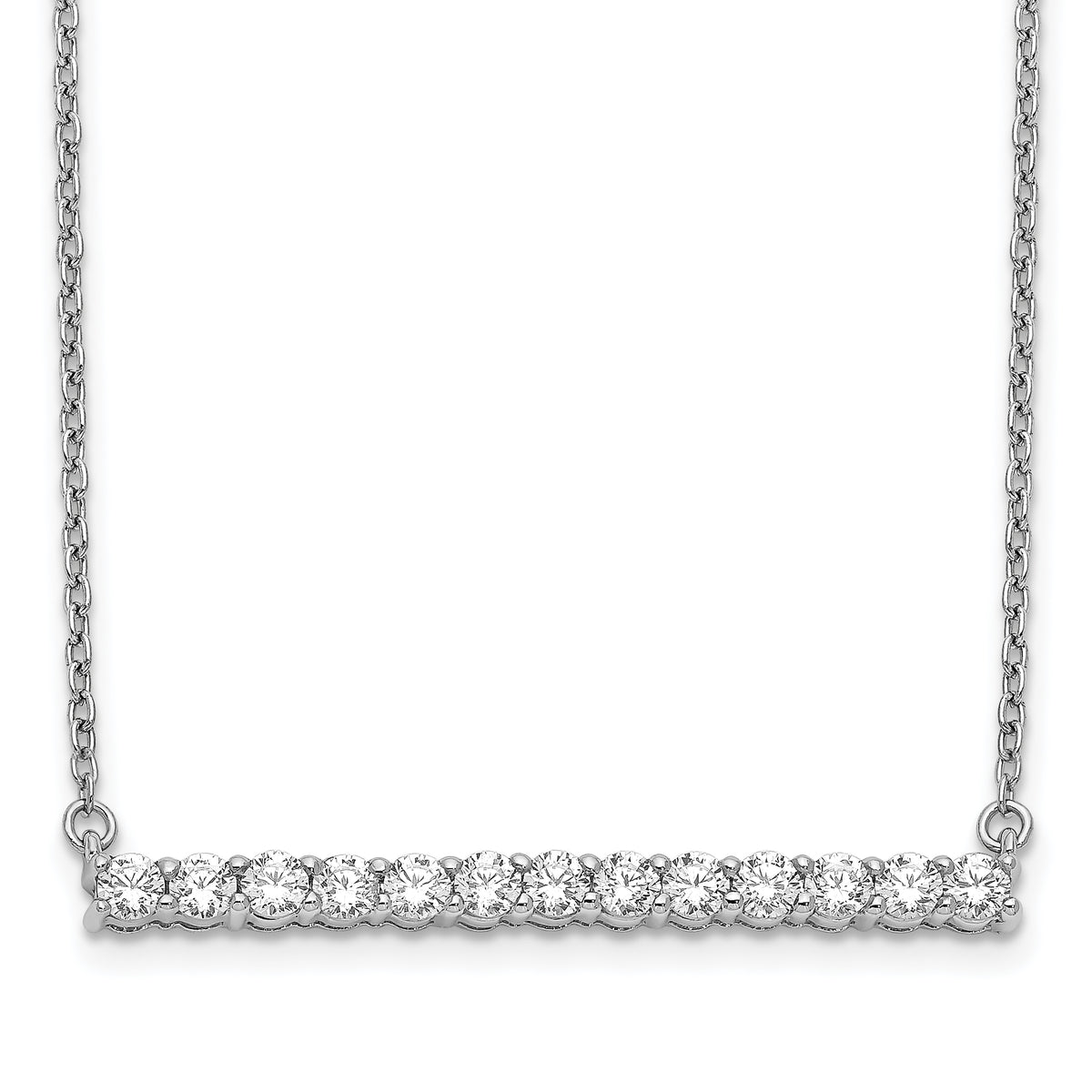 14k White Gold Diamond Bar 18 inch Necklace-PM3738-066-WA