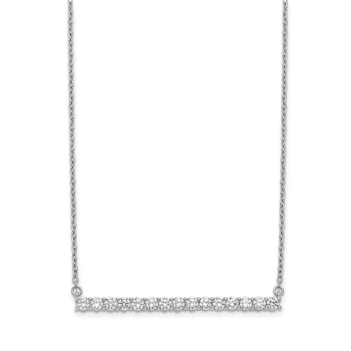 14k White Gold Diamond Bar 18 inch Necklace-PM3738-075-WA