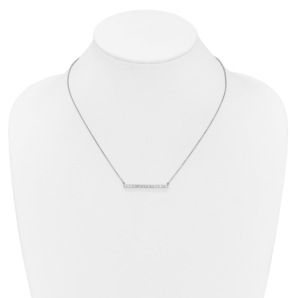 14k White Gold Diamond Bar 18 inch Necklace-PM3738-075-WA
