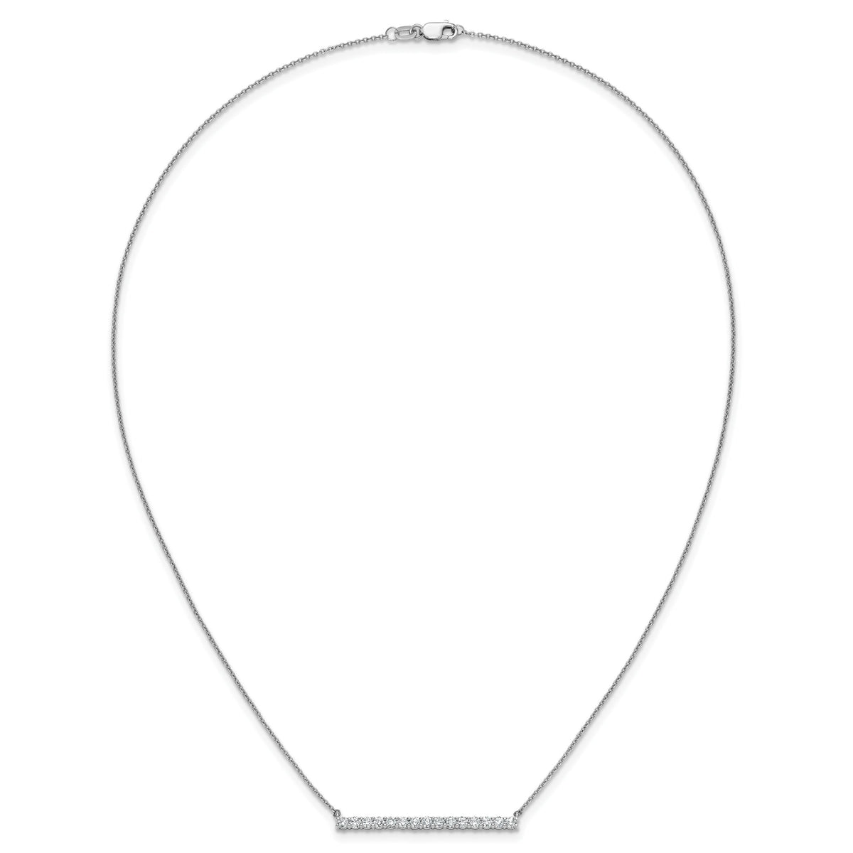14k White Gold Diamond Bar 18 inch Necklace-PM3738-075-WA