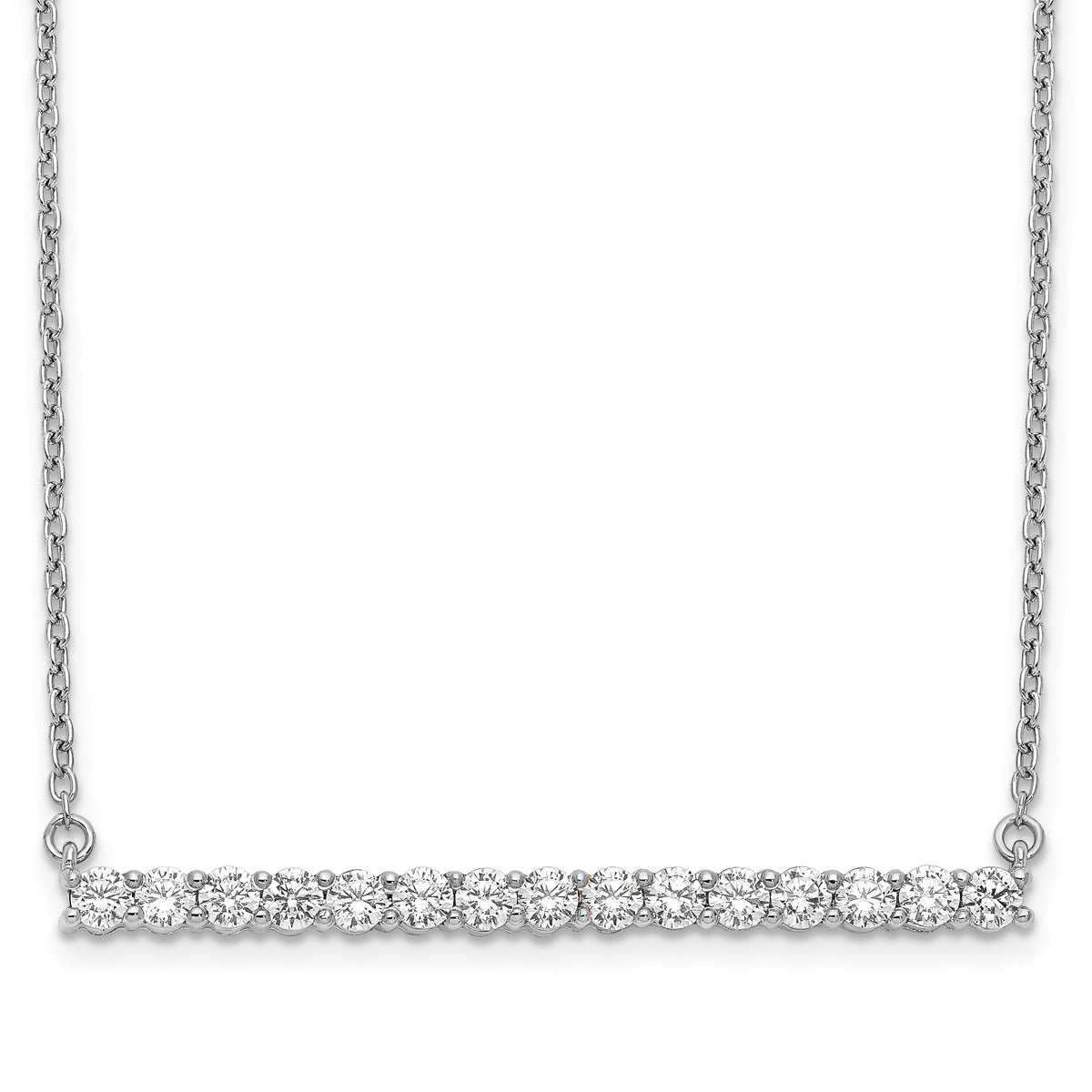 14k White Gold Diamond Bar 18 inch Necklace-PM3738-075-WA