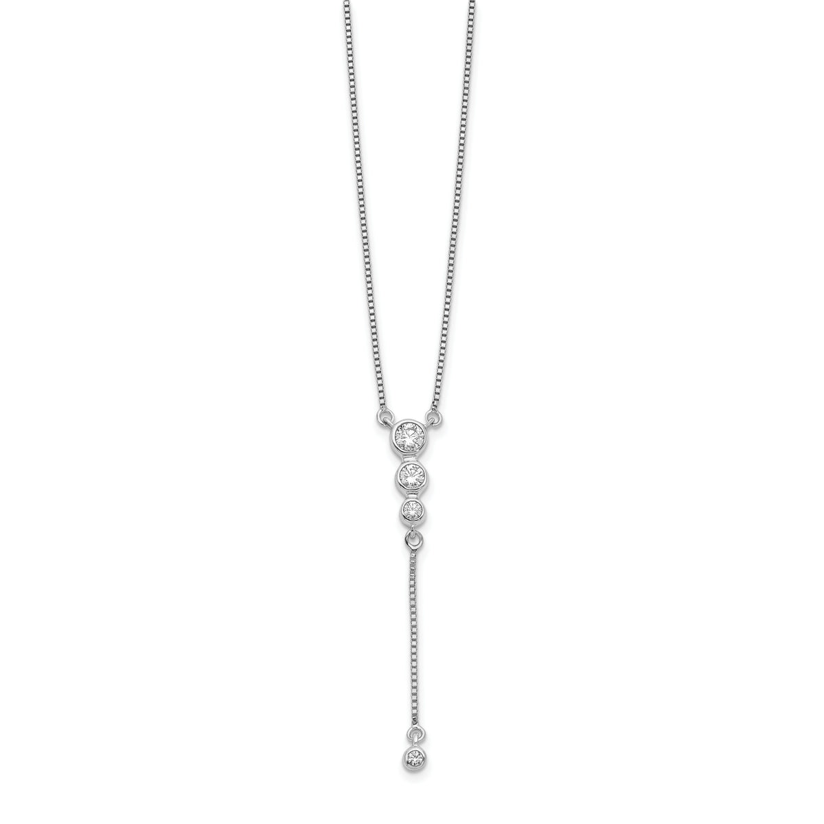 14k White Gold Diamond 3-stone w/dangle 18 inch Drop Necklace-PM3742-025-WA