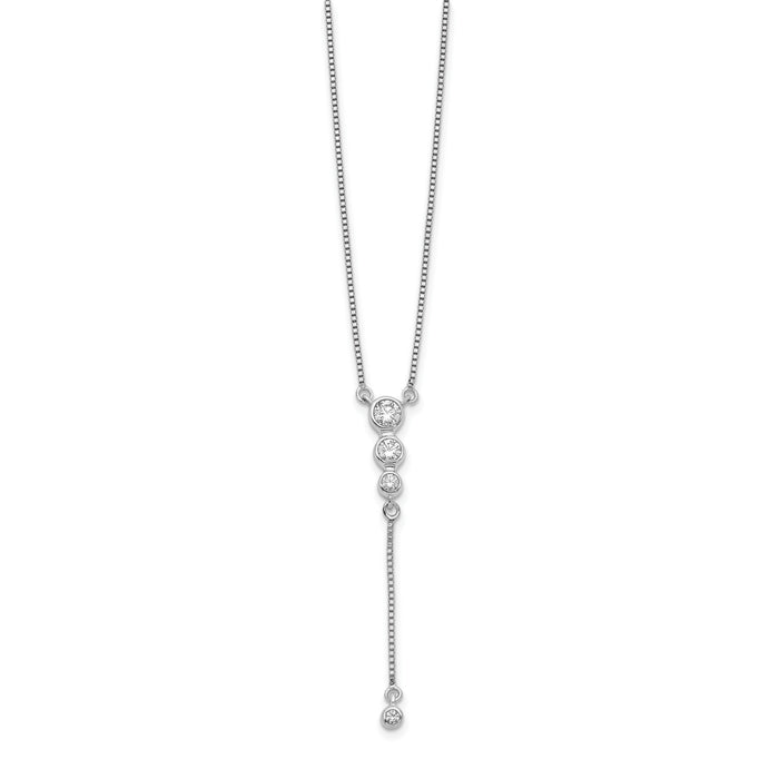 14k White Gold Diamond 3-stone w/dangle 18 inch Drop Necklace-PM3742-025-WA