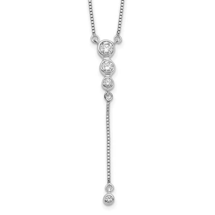 14k White Gold Diamond 3-stone w/dangle 18 inch Drop Necklace-PM3742-025-WA