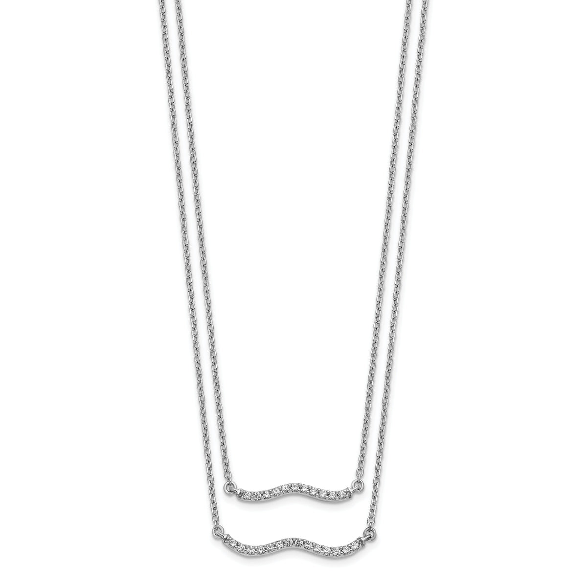 14k White Gold Diamond Double Strand 18 inch Necklace-PM3749-025-WA
