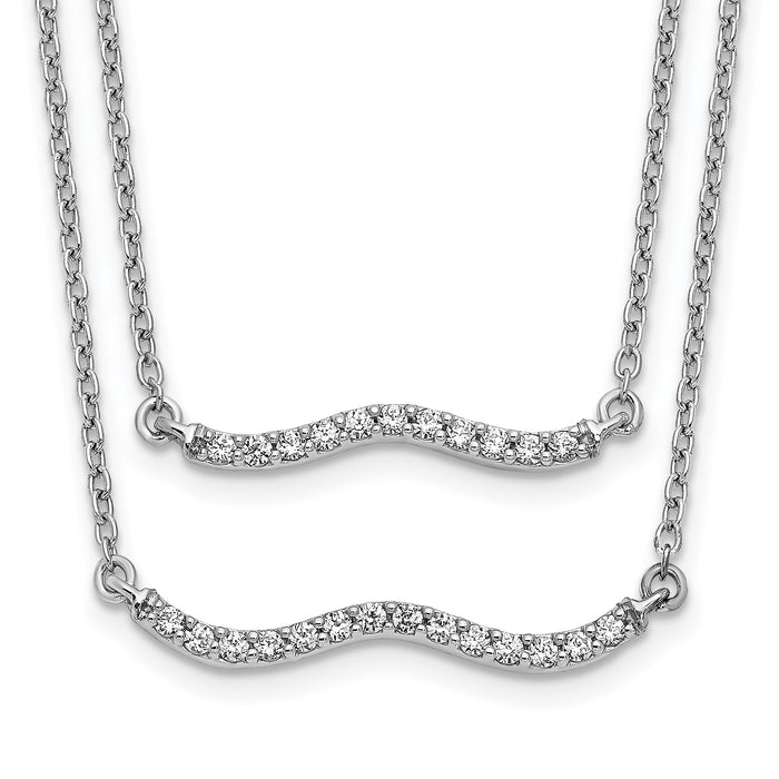 14k White Gold Diamond Double Strand 18 inch Necklace-PM3749-025-WA