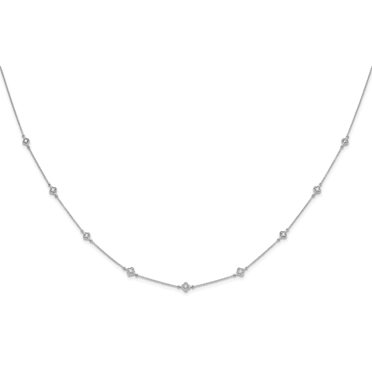 14k White Gold Diamond Multi Station Necklace-PM3753-050-WA
