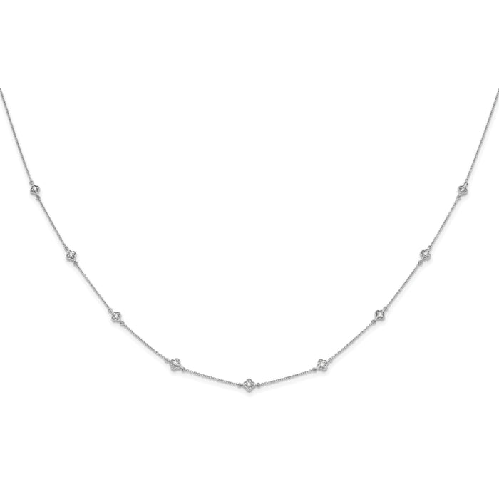 14k White Gold Diamond Multi Station Necklace-PM3753-050-WA