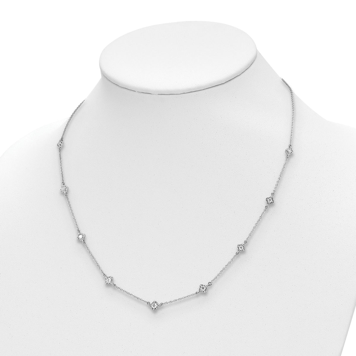 14k White Gold Diamond Multi Station Necklace-PM3753-050-WA