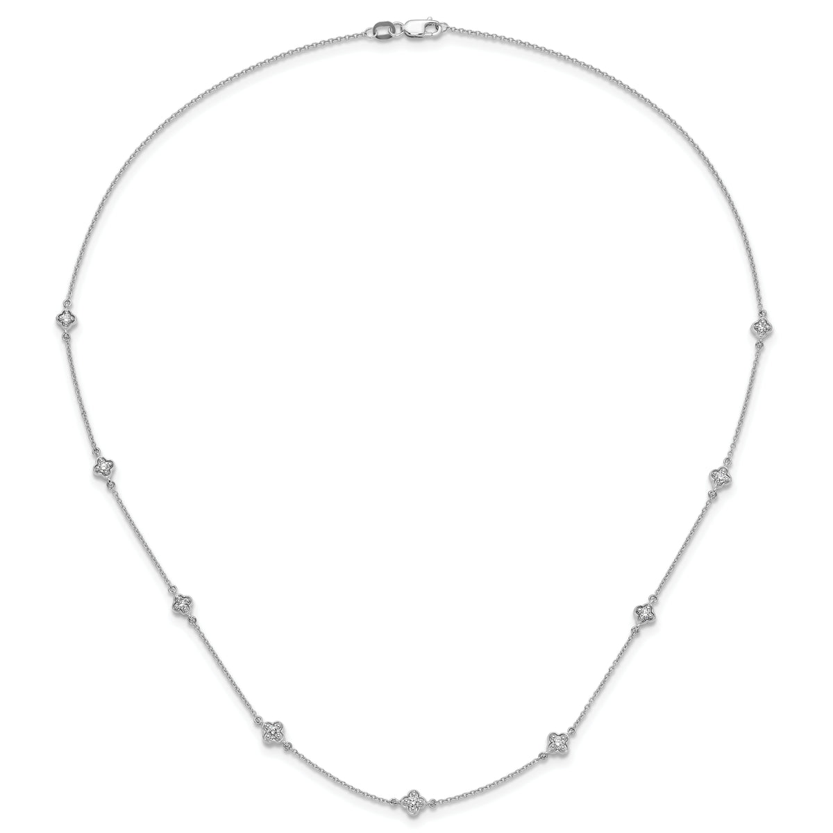 14k White Gold Diamond Multi Station Necklace-PM3753-050-WA