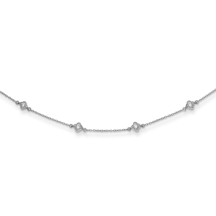 14k White Gold Diamond Multi Station Necklace-PM3753-050-WA