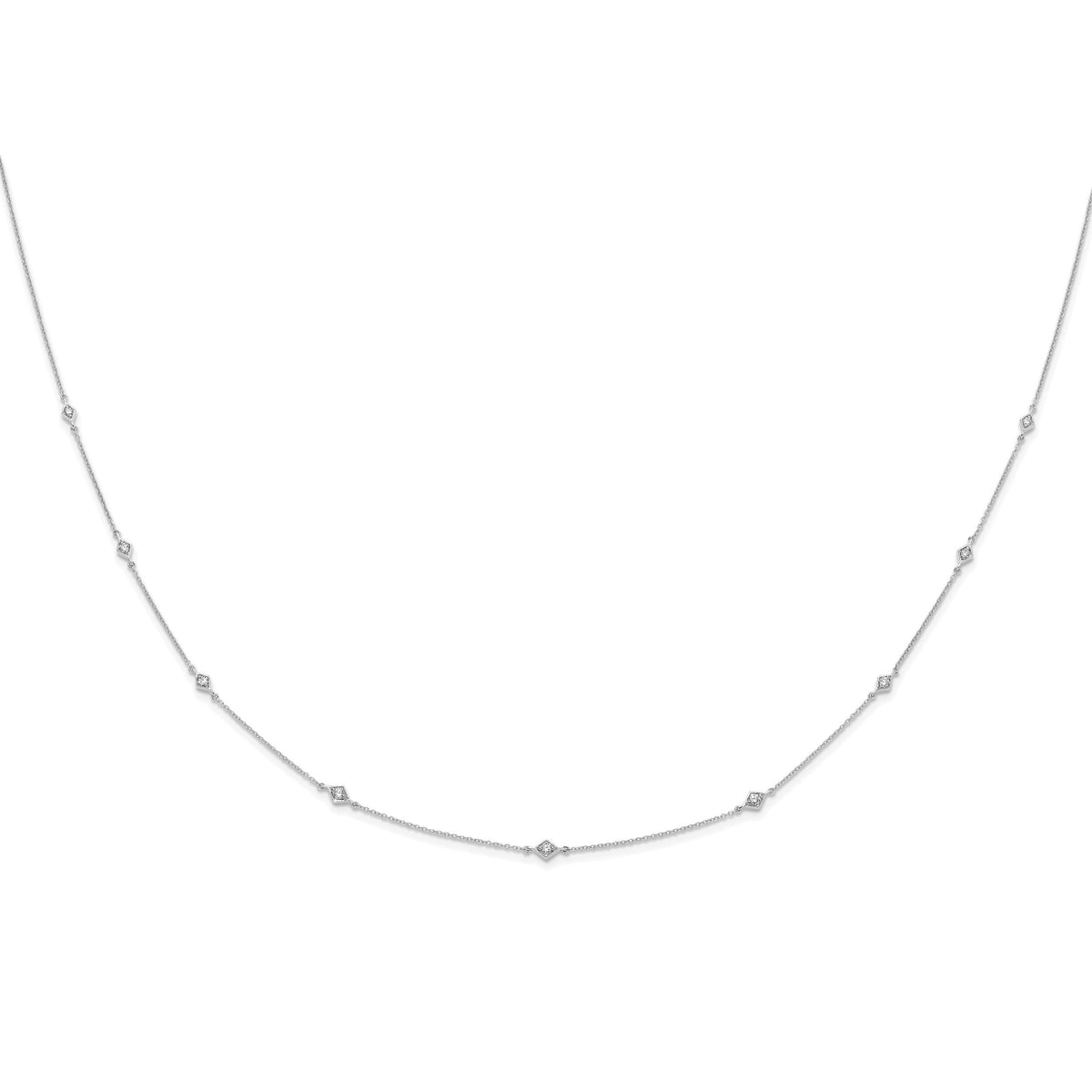 14k White Gold Diamond Multi Station Necklace-PM3754-050-WA