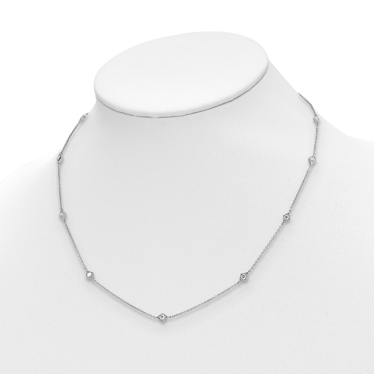 14k White Gold Diamond Multi Station Necklace-PM3754-050-WA