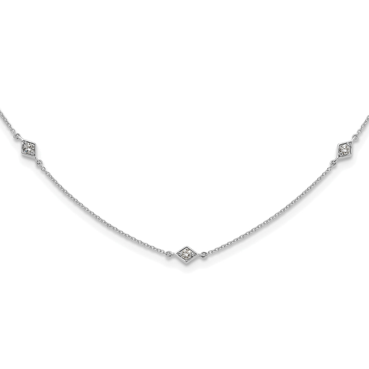 14k White Gold Diamond Multi Station Necklace-PM3754-050-WA