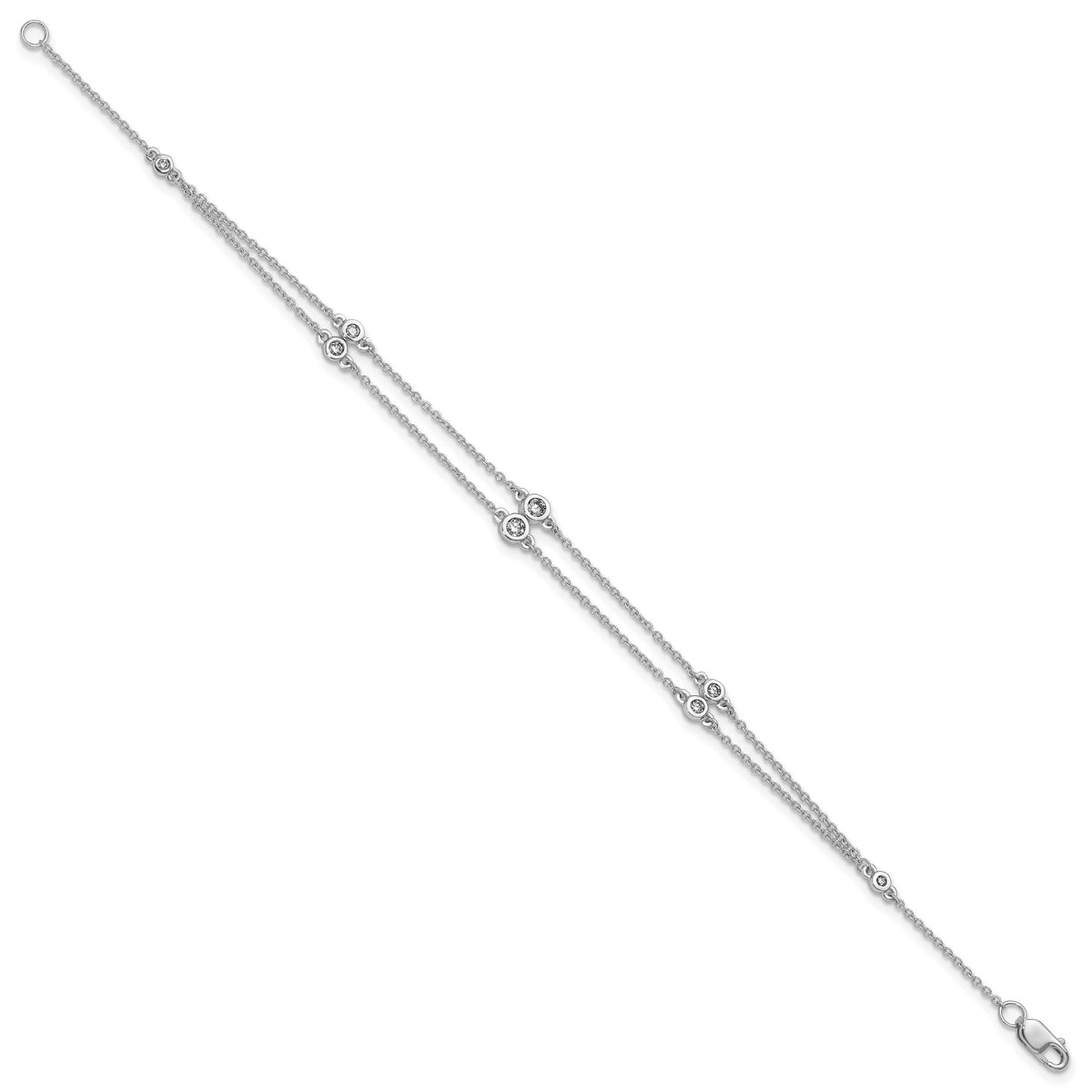 14k White Gold Diamond Multi Station Double Strand Bracelet-PM3755-025-WA