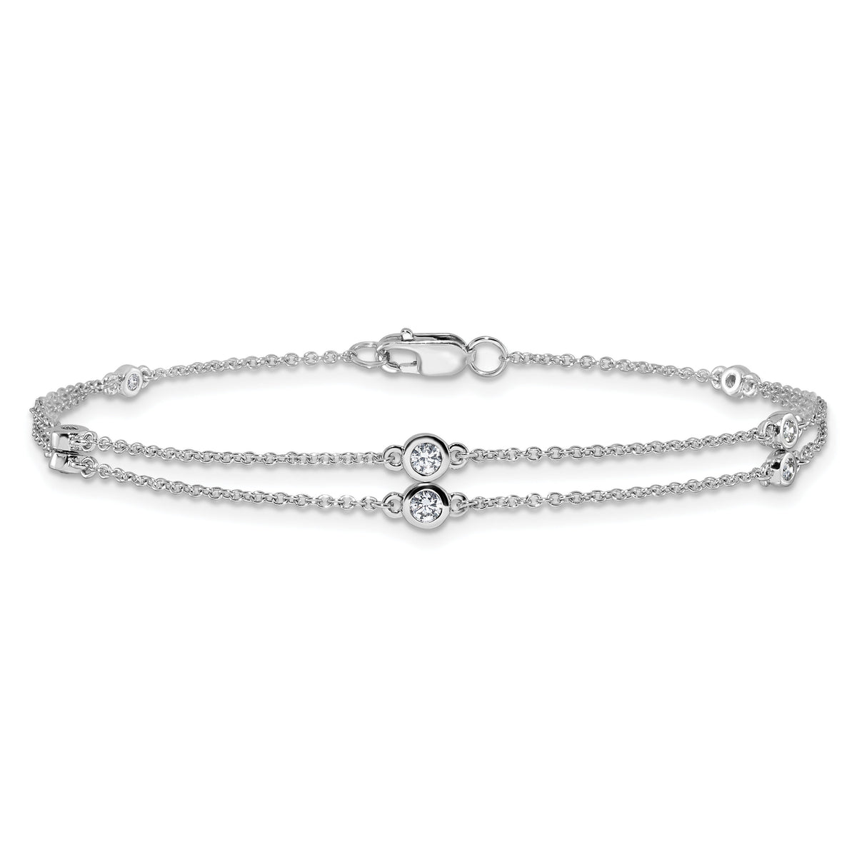 14k White Gold Diamond Multi Station Double Strand Bracelet-PM3755-025-WA