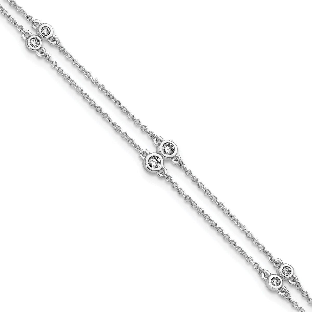 14k White Gold Diamond Multi Station Double Strand Bracelet-PM3755-025-WA